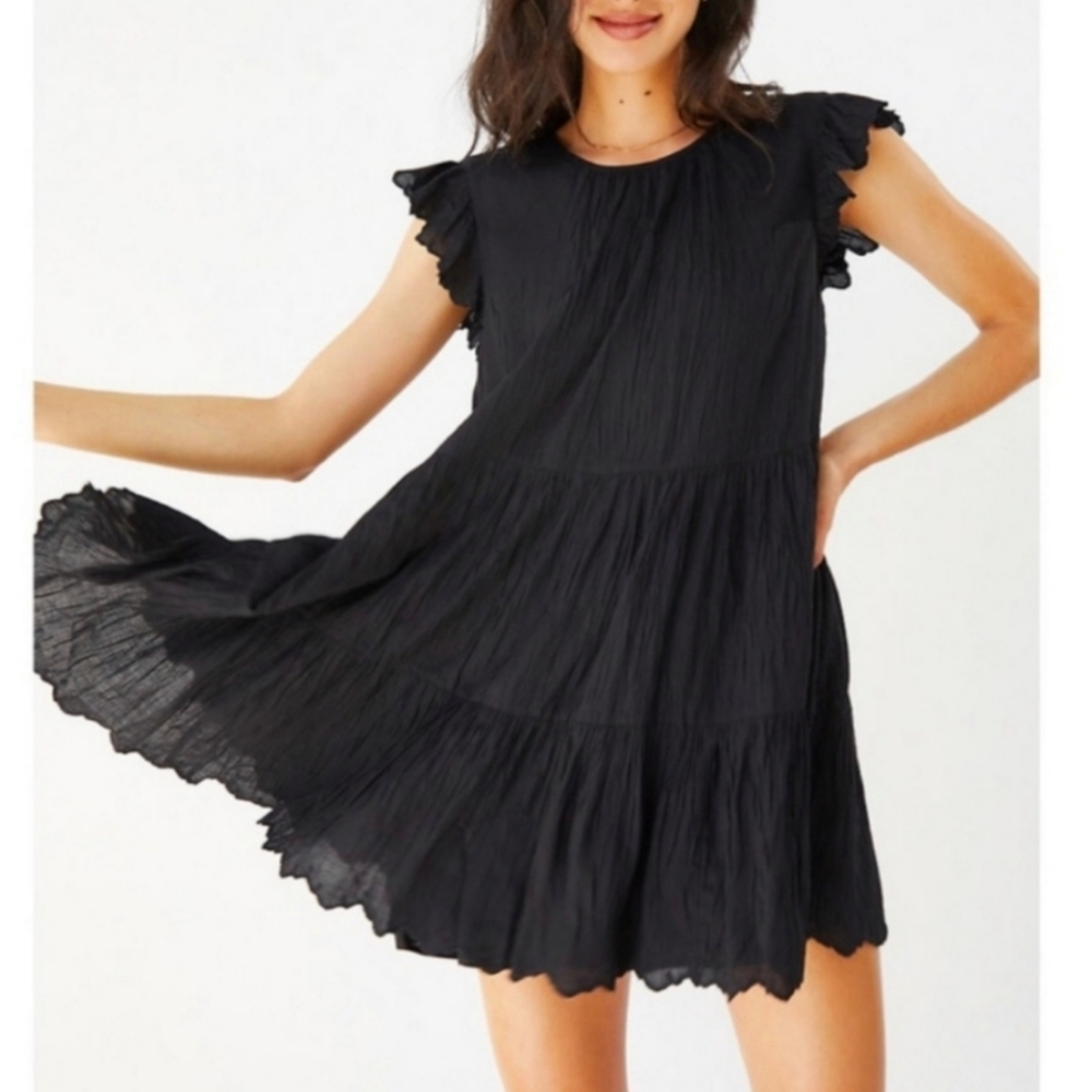 ARITZIA Wilfred La Boheme Sidinia black modal ruffle dress